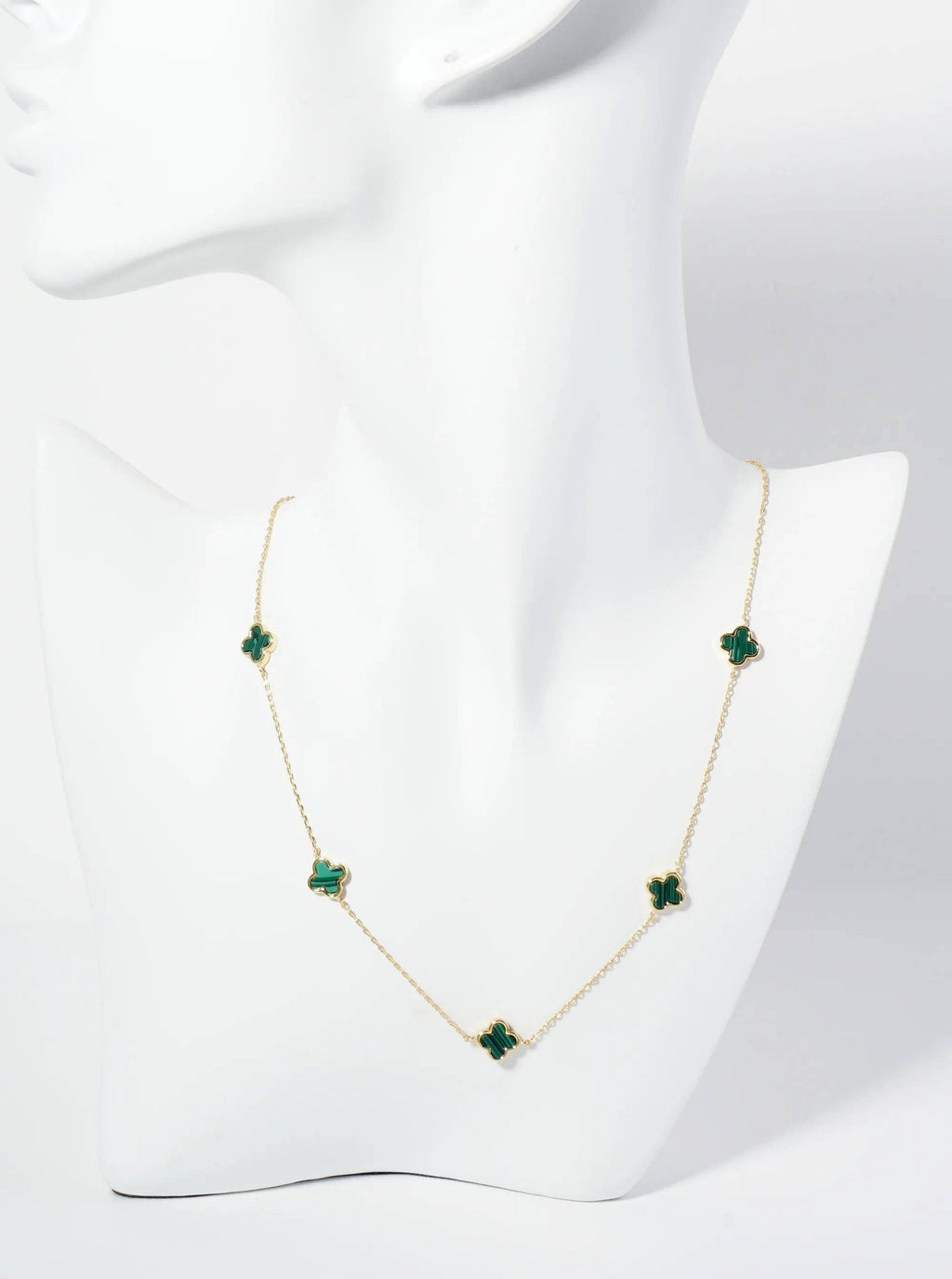 18K Gold Dipped Five 9Mm Quatrefoil Station Necklace