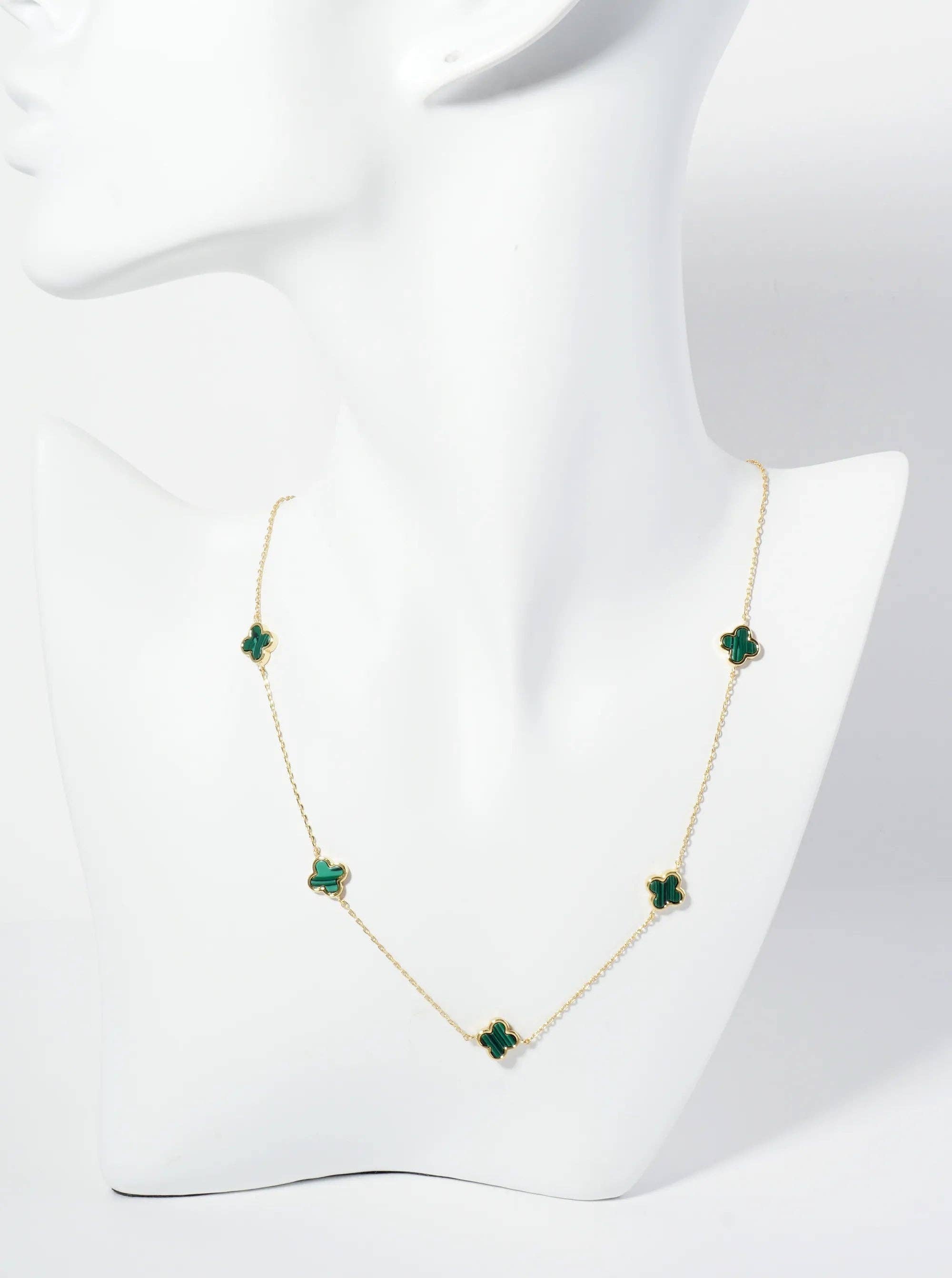 18K Gold Dipped Five 9Mm Quatrefoil Station Necklace