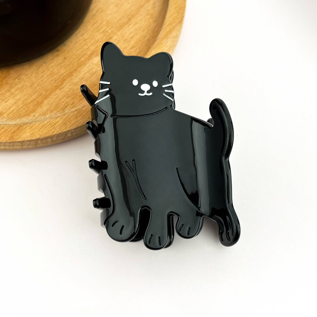 Black Standing Cat Hair Claw Clip, Cute Animal Hair Clips