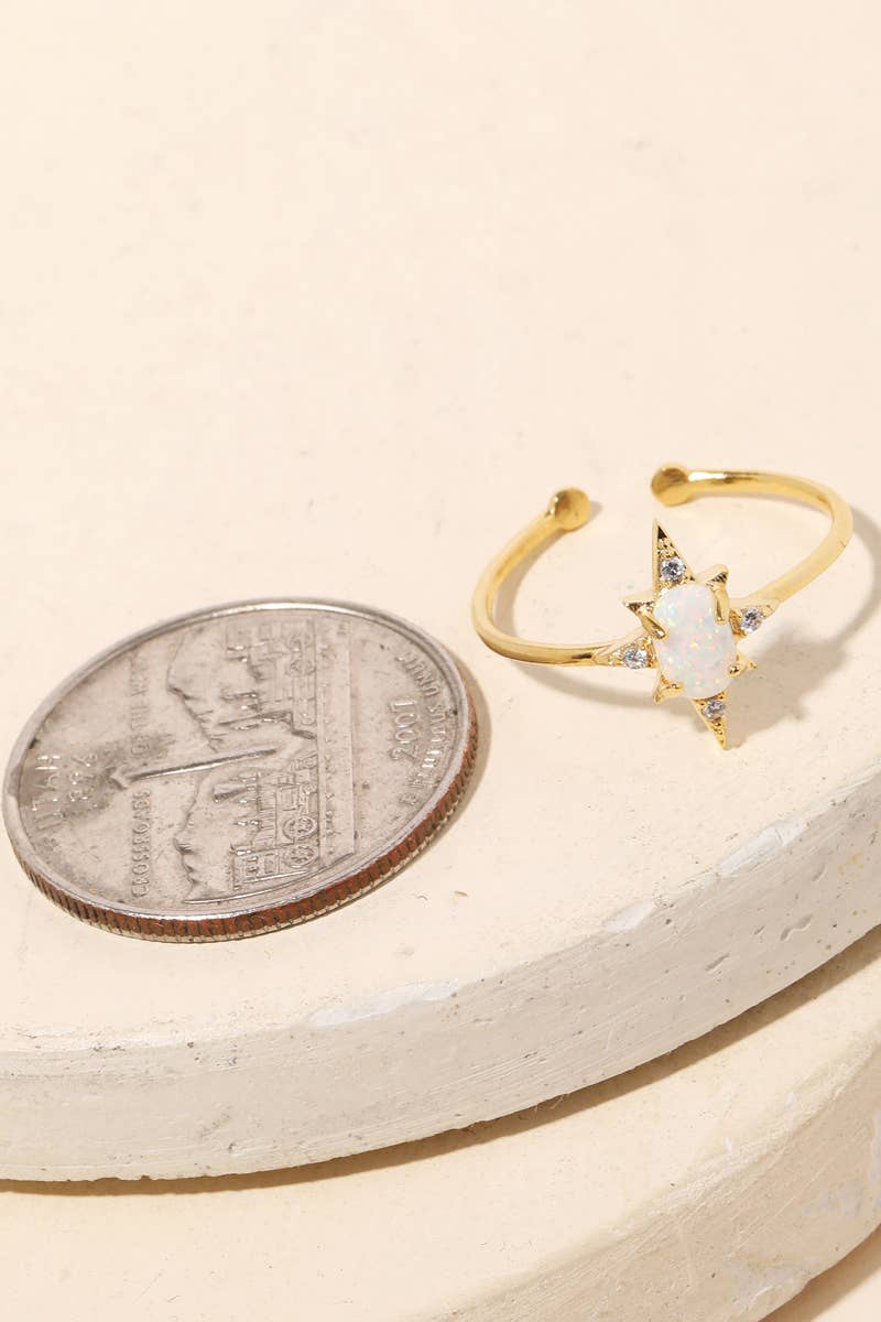Gold Dipped Opal Star Adjustable Fashion Ring
