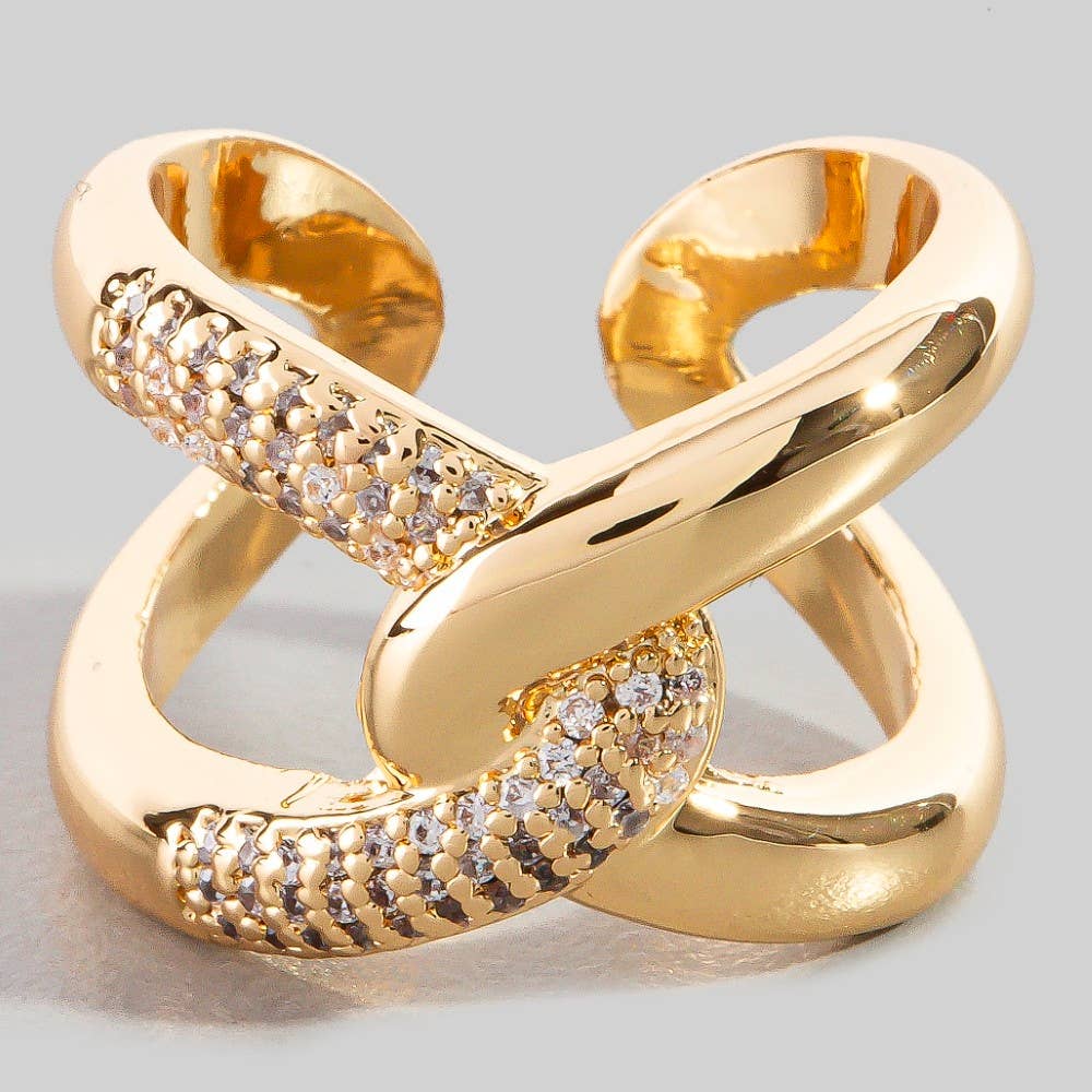Pave Metallic Loop Link Ring