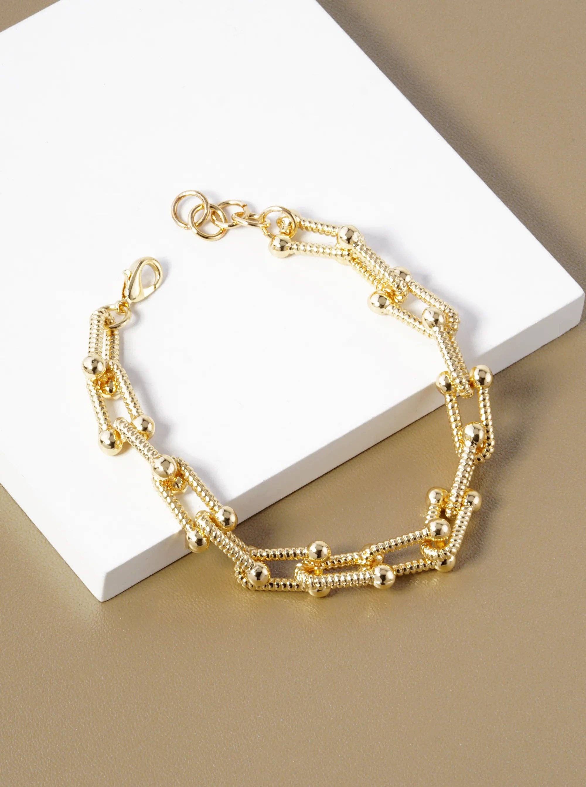 18K Gold Dipped Designer Inspired Brass Chain Bracelet