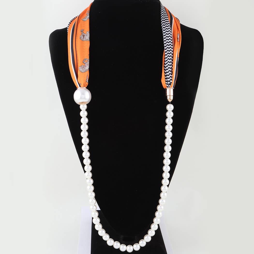 Double Fabric Stone Beaded Choker Necklace