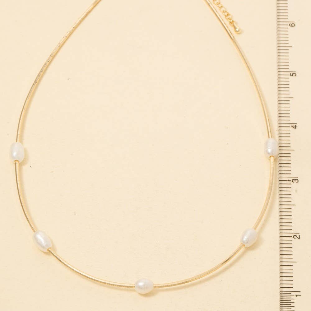 Gold Dipped Pearl Station Necklace