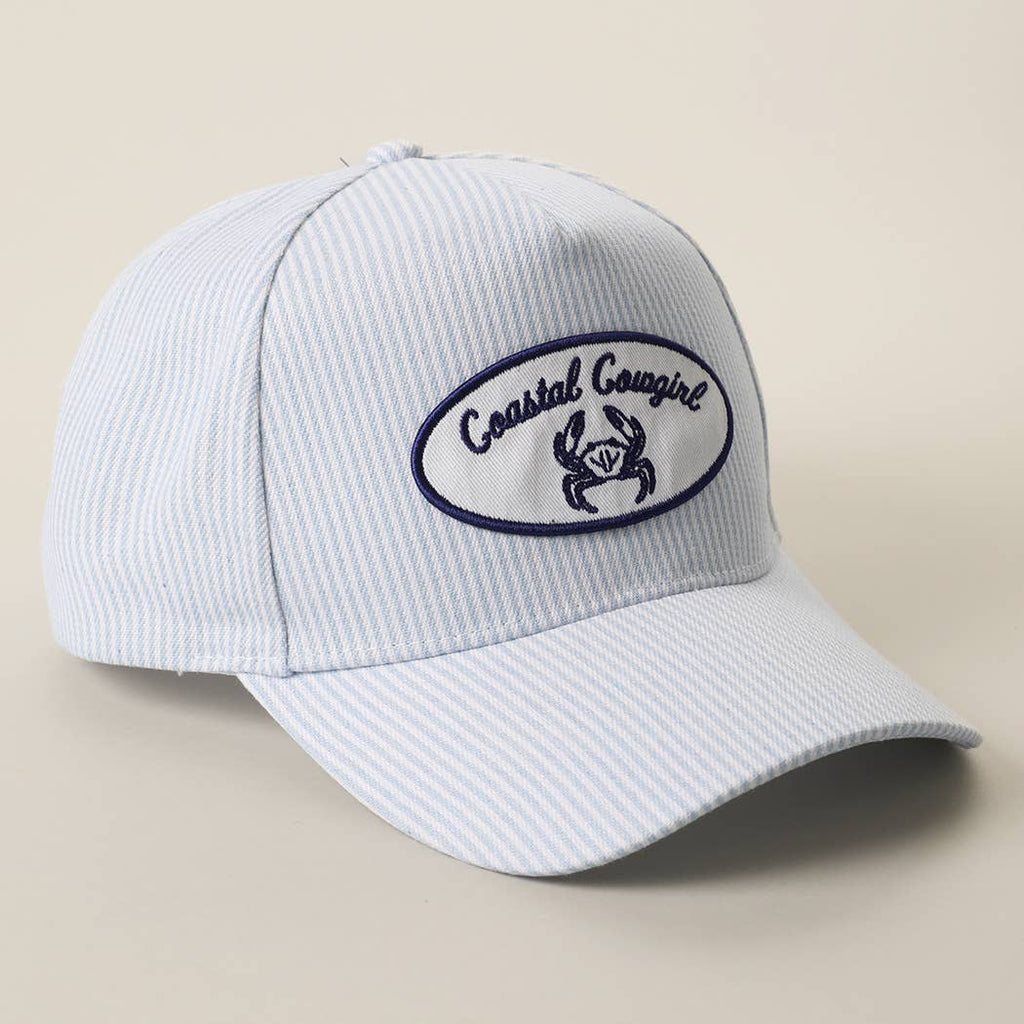 Coastal Cowgirl Crab Patch Seersucker Stripe Trucker Hat