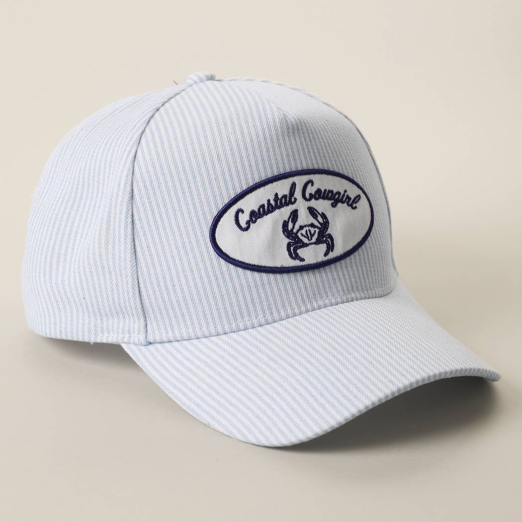 Coastal Cowgirl Crab Patch Seersucker Stripe Trucker Hat