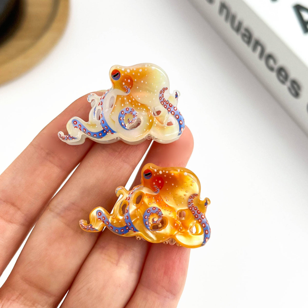Blue Ring Octopus Hair Claw Clip, Ocean-Inspired Hair Clip