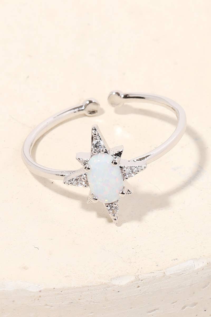 Gold Dipped Opal Star Adjustable Fashion Ring