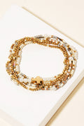 Cross Charm Mixed Beaded Bracelets Set