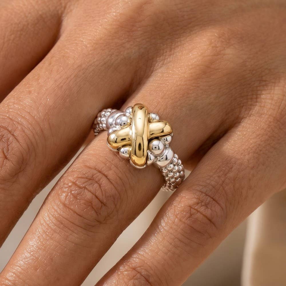 Gold Dipped Two Tone X Ring