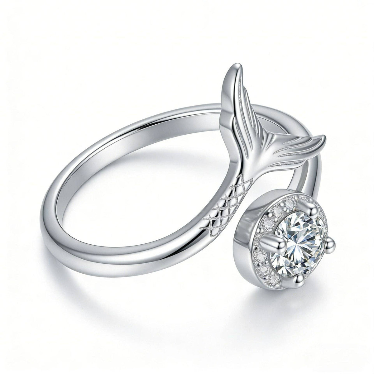Dainty CZ Mermaid Tail Adjsutable Ring in Solid Copper