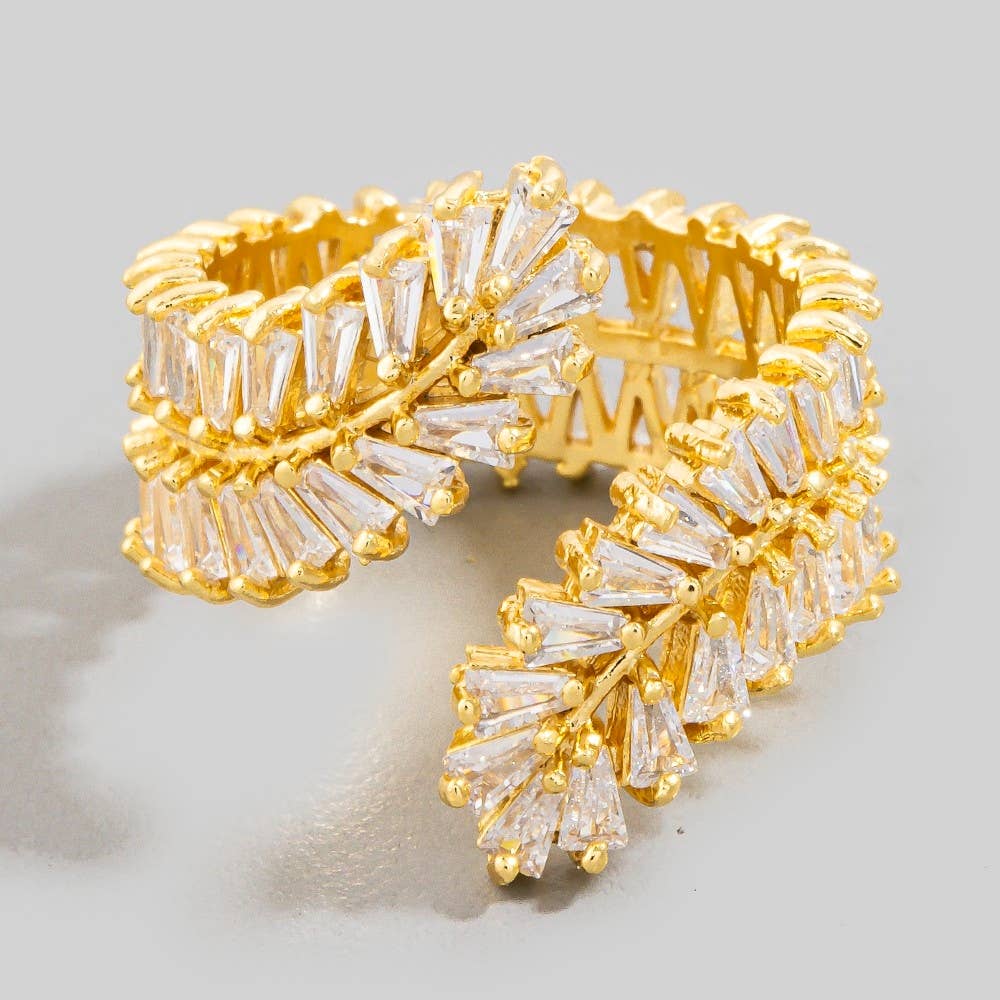 Cz Leaf Vine Open Ring