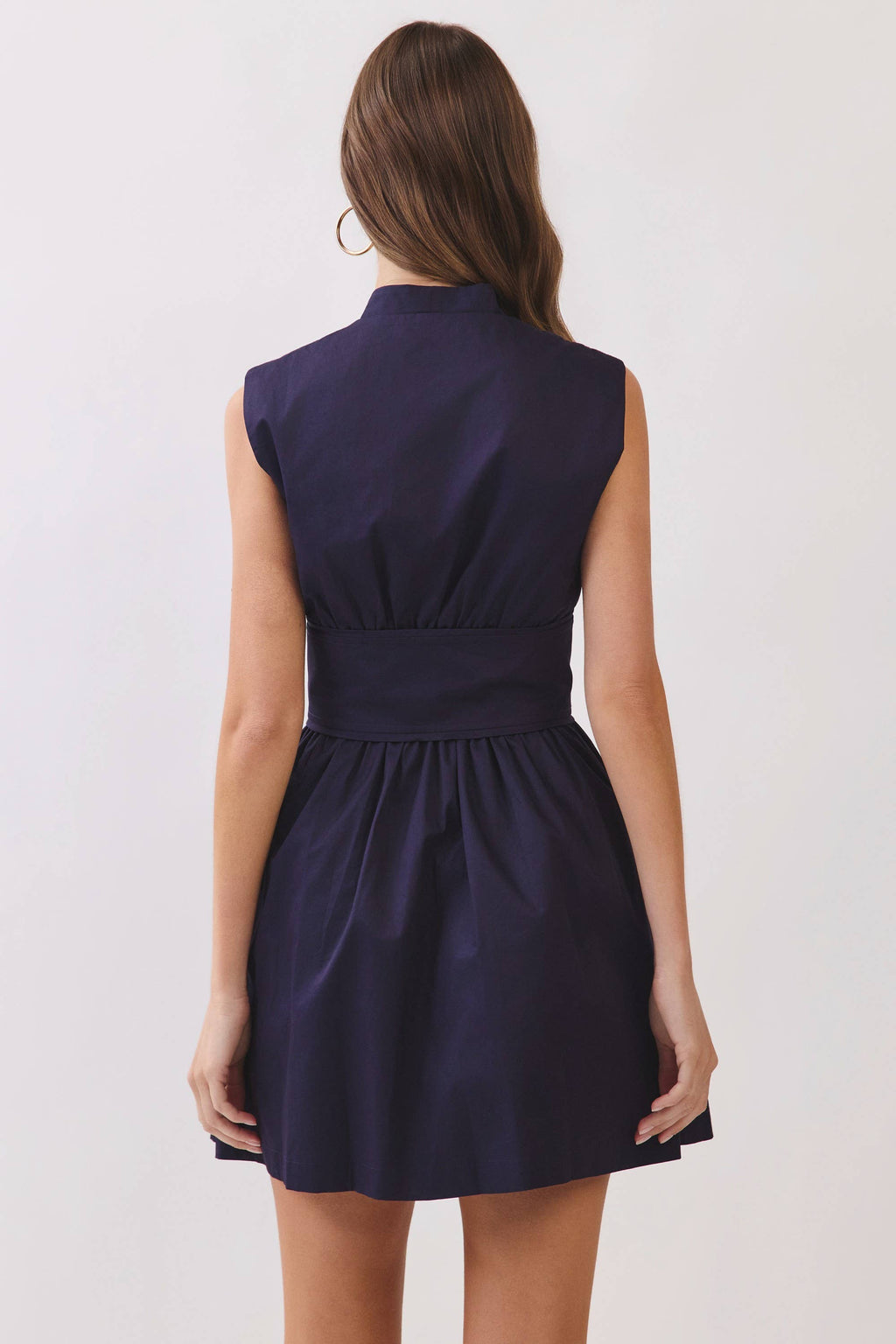 CD07317-Sleeveless Fit & Flare Waist Belt Mini Dress