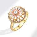 Daisy Flower Anxiety Fidget Spinner Ring in Solid Copper