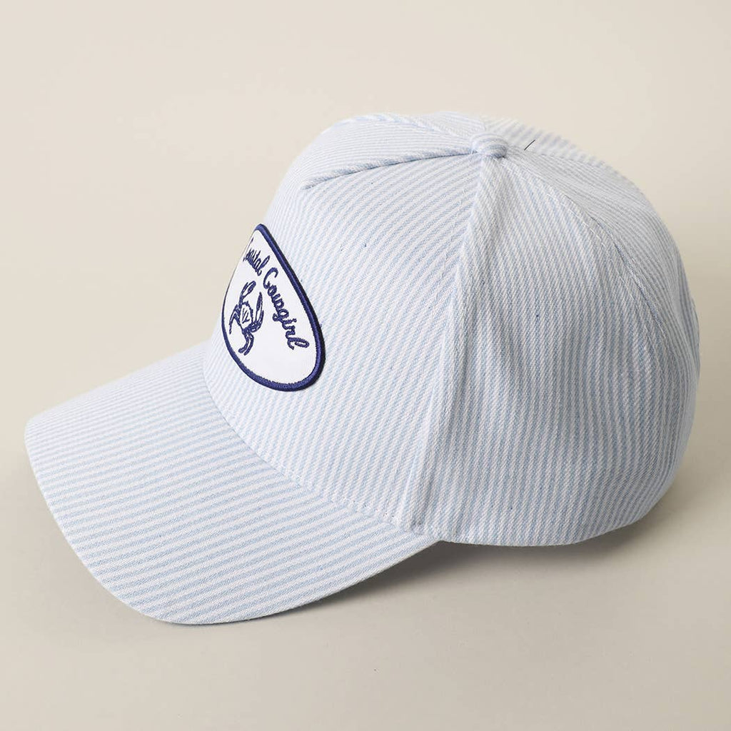 Coastal Cowgirl Crab Patch Seersucker Stripe Trucker Hat
