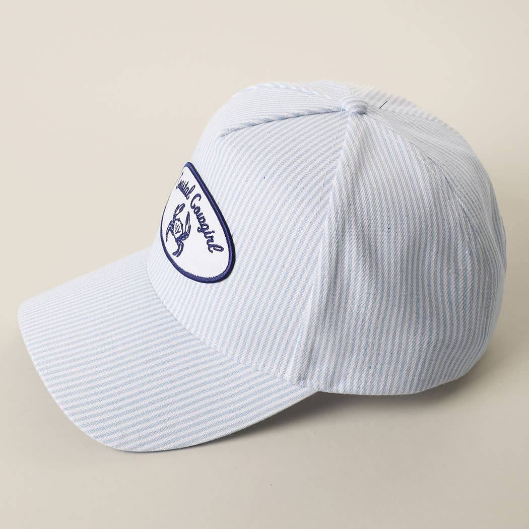 Coastal Cowgirl Crab Patch Seersucker Stripe Trucker Hat