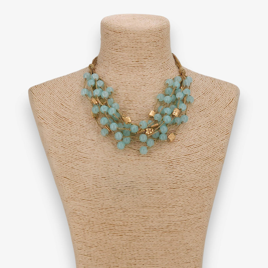 Chunky Blue Beaded Necklace | Handmade Statement Jewelry