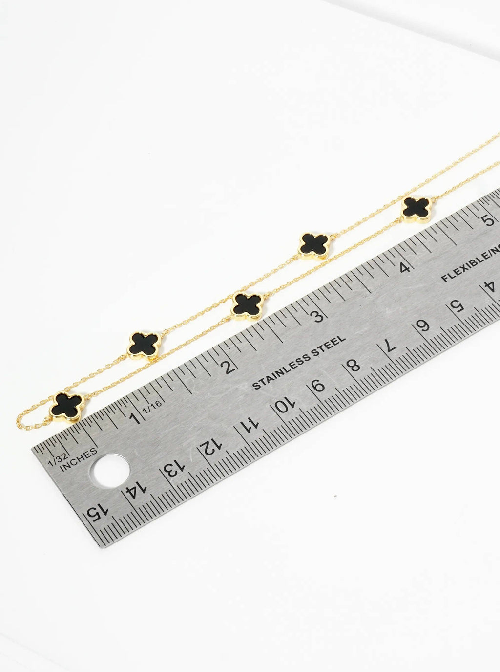 18K Gold Dipped Five 9Mm Quatrefoil Station Necklace
