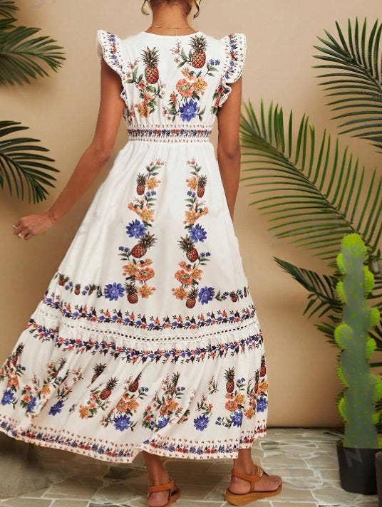 Boho Embroidered Tiered Maxi Dress