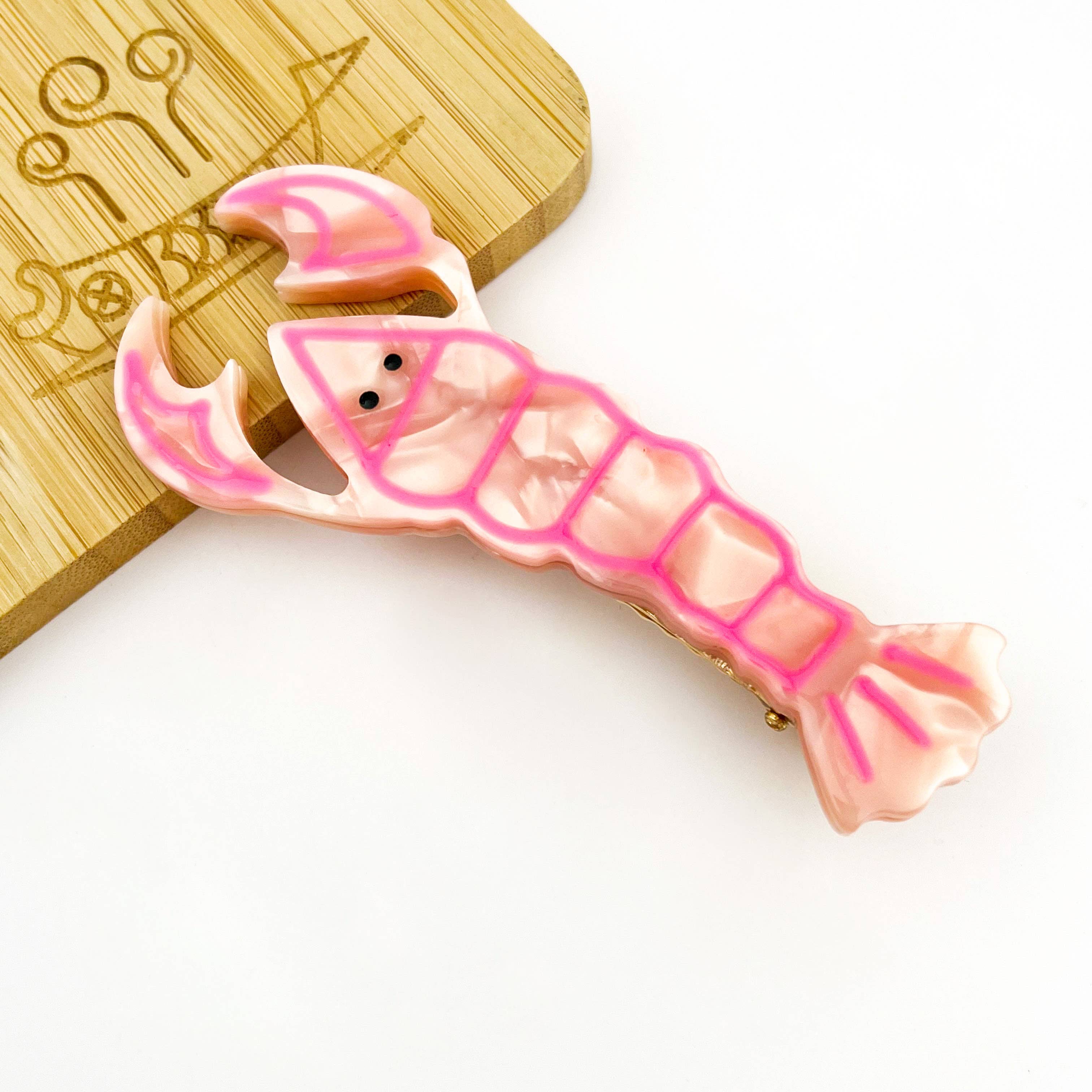 Chunky Acetate Crawfish Hair Clip, Lobster Side Clip