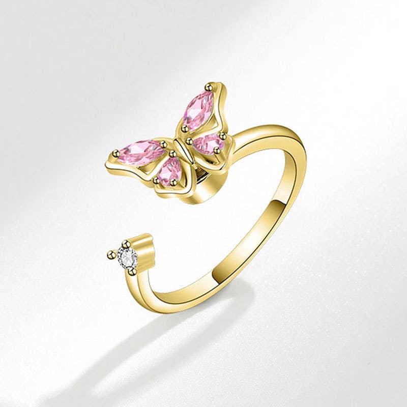 Butterfly Anxiety Fidget Spinner Ring in 925 Sterling Silver