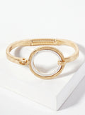 Hammered Dual-Tone Circle Hook Hinge Bracelet