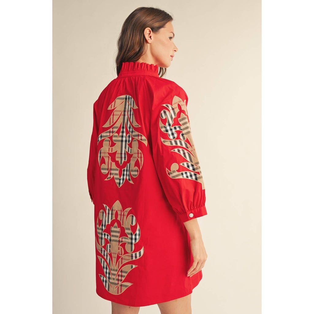 NEW Check Pattern Baroque Applique Dress