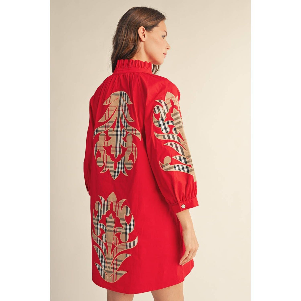 NEW Check Pattern Baroque Applique Dress