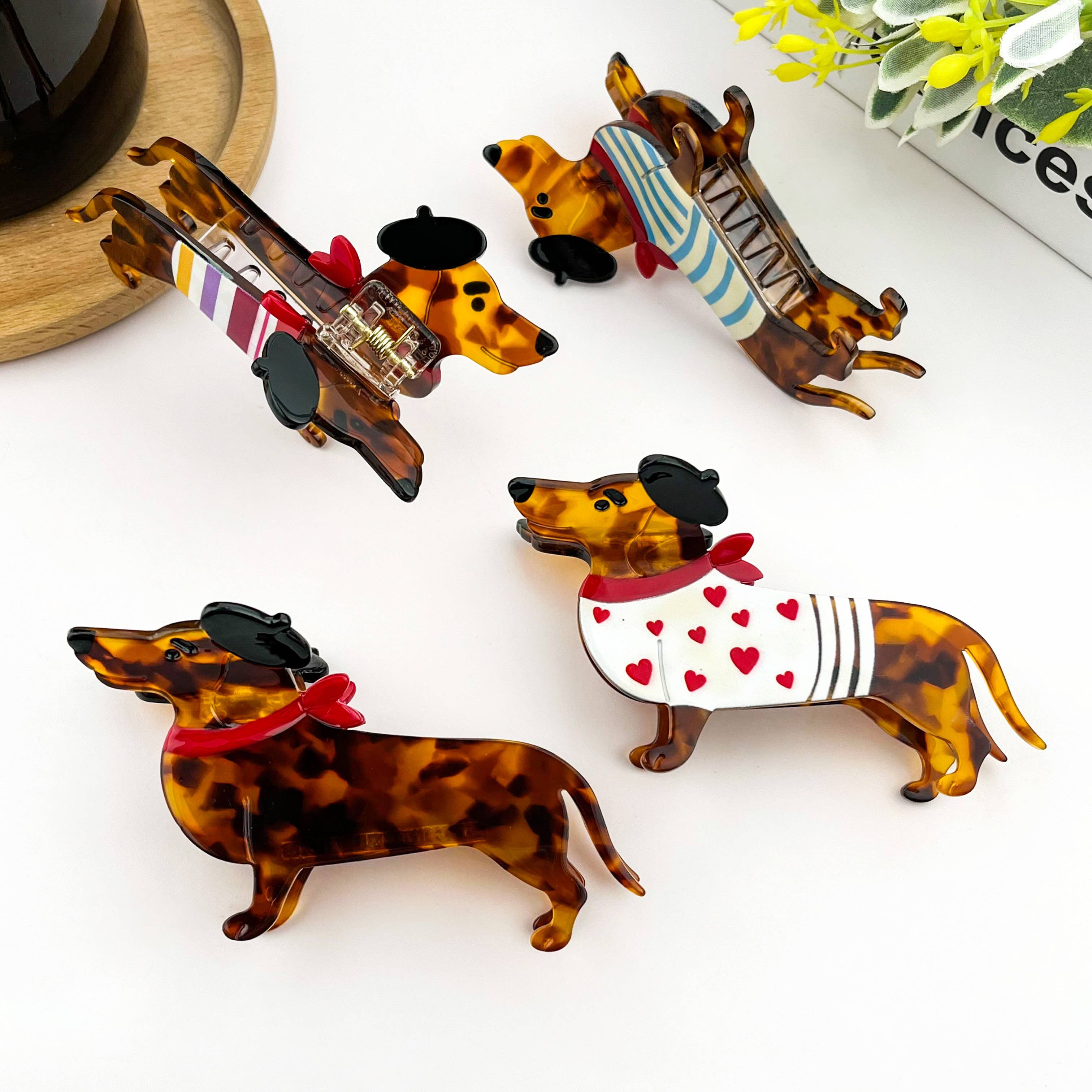 Cute Dog Hair Claw Clip, Acetate Animal Hair Clip