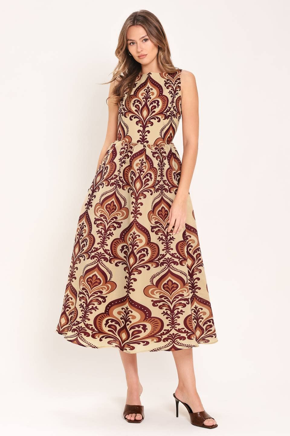 A printed woven midi dress - ID24087