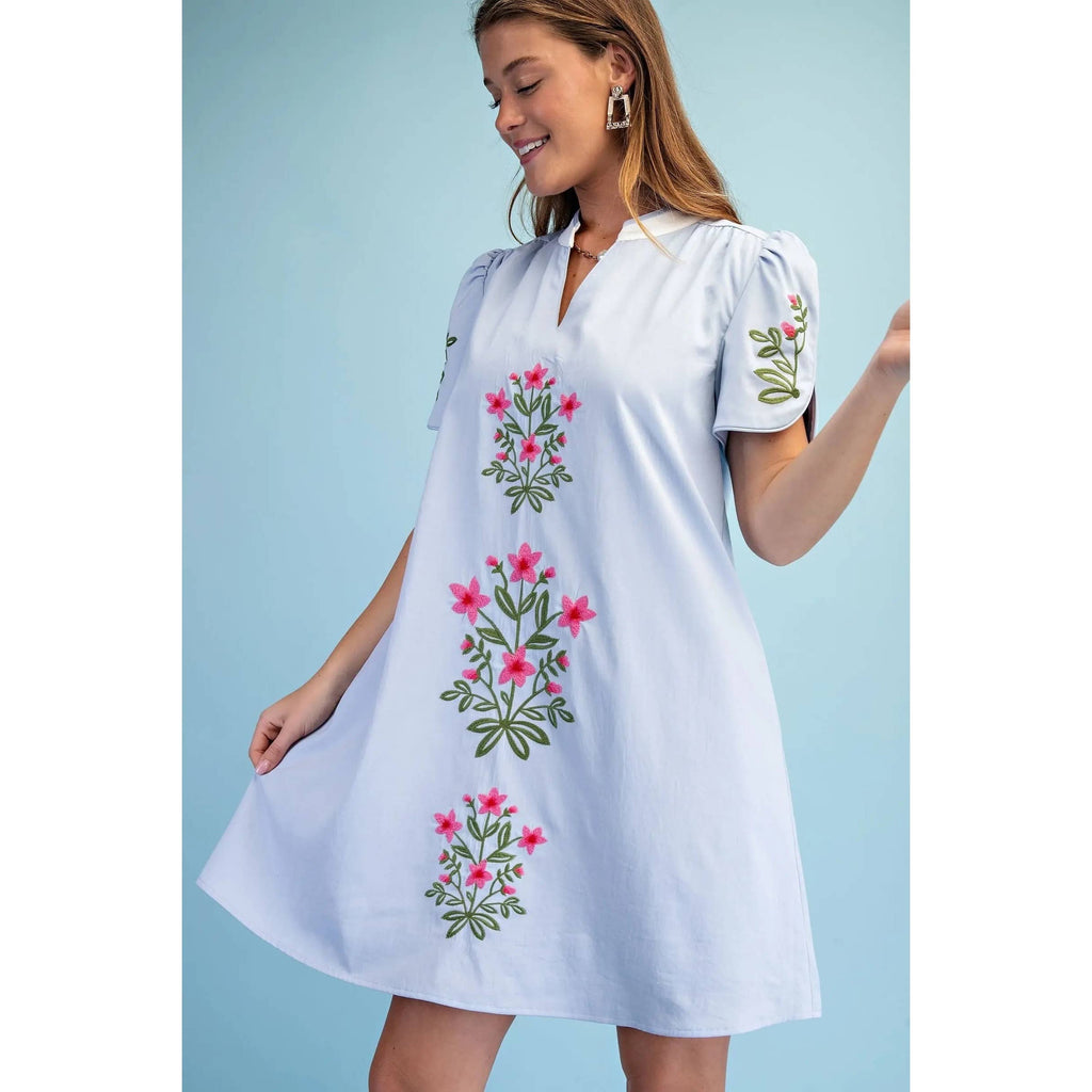 NEW Floral Embroidered V-Neck Dress