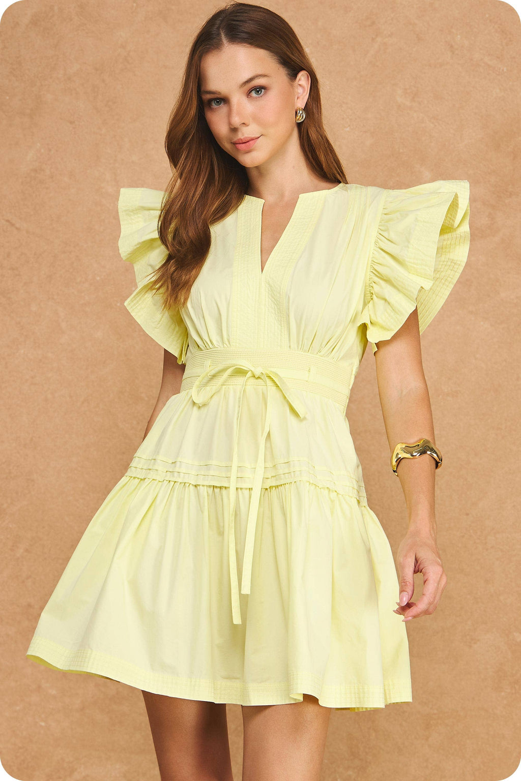 Flutter Sleeve Poplin Mini Dress