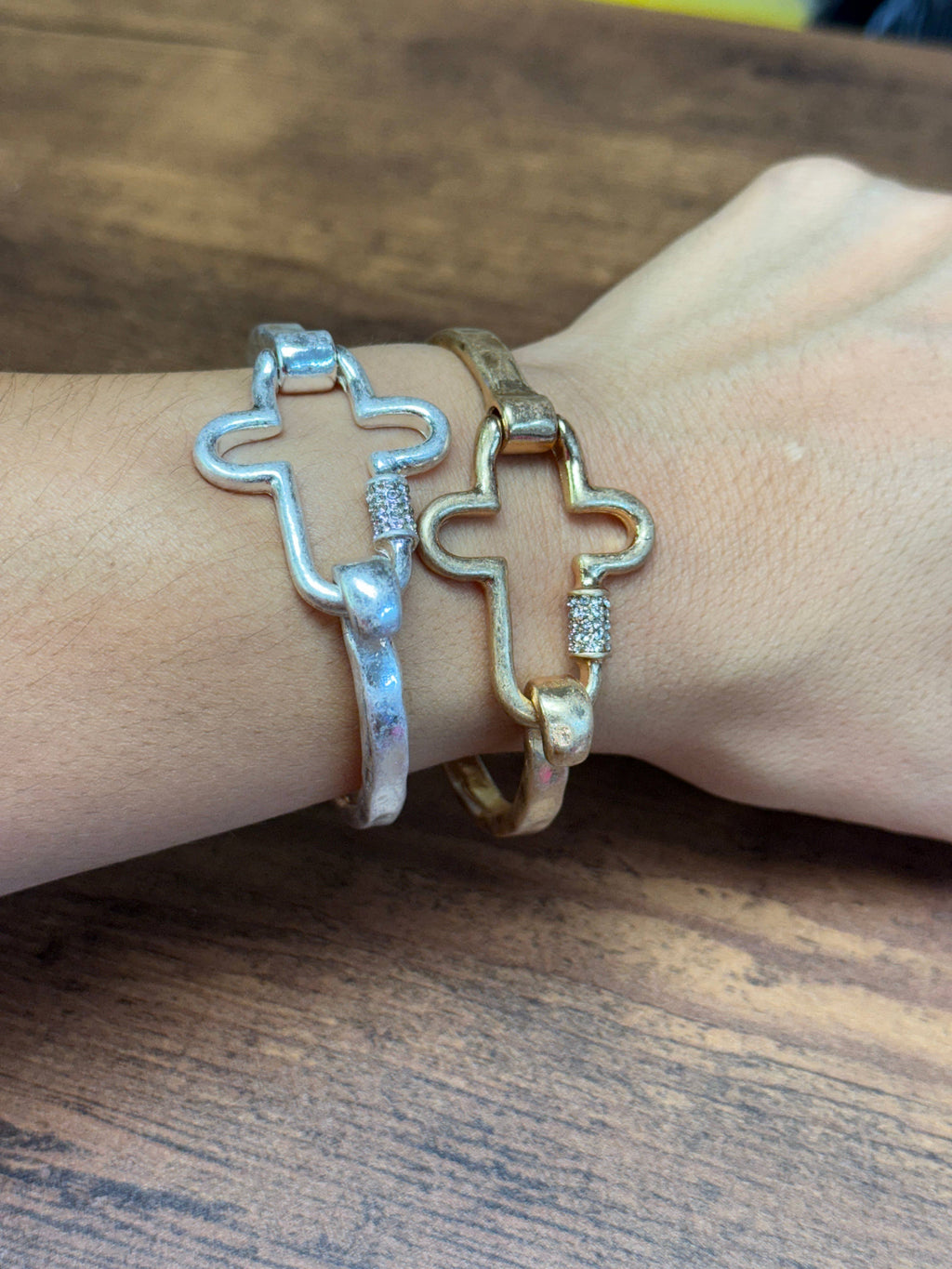 NEW! Gorgeous BLING Cross Cuff Bracelet- Silver or Gold