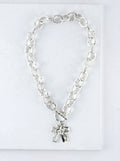 Chunky Hammered Two Cross Toggle Pendant Necklace