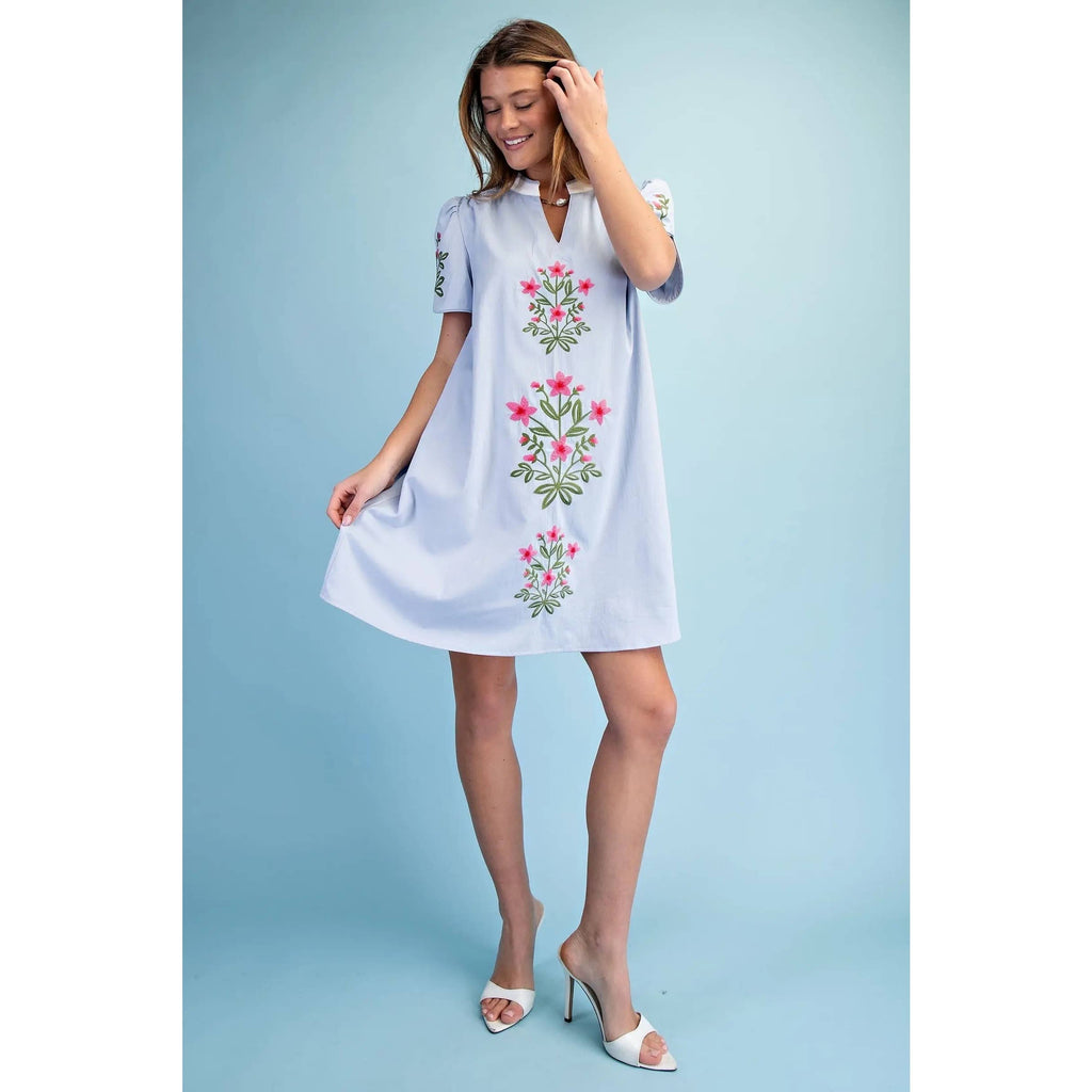 NEW Floral Embroidered V-Neck Dress
