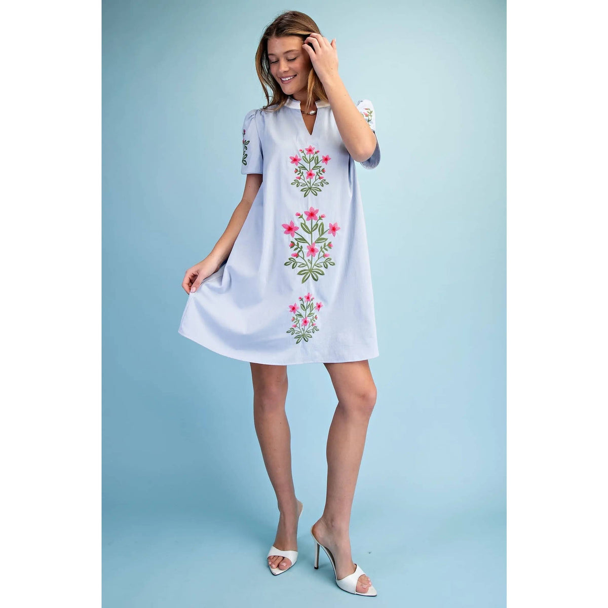 NEW Floral Embroidered V-Neck Dress