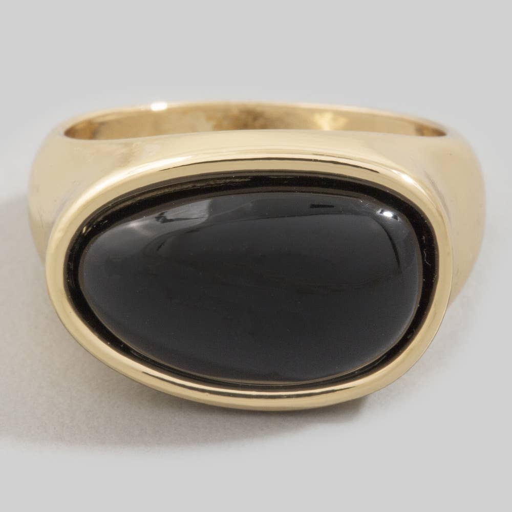 Oval Natural Stone Signet Ring