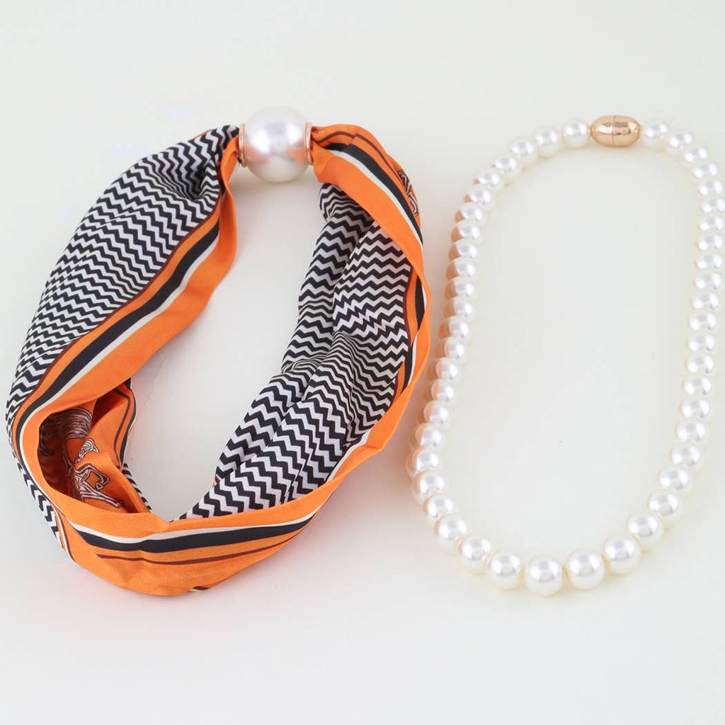 Double Fabric Stone Beaded Choker Necklace