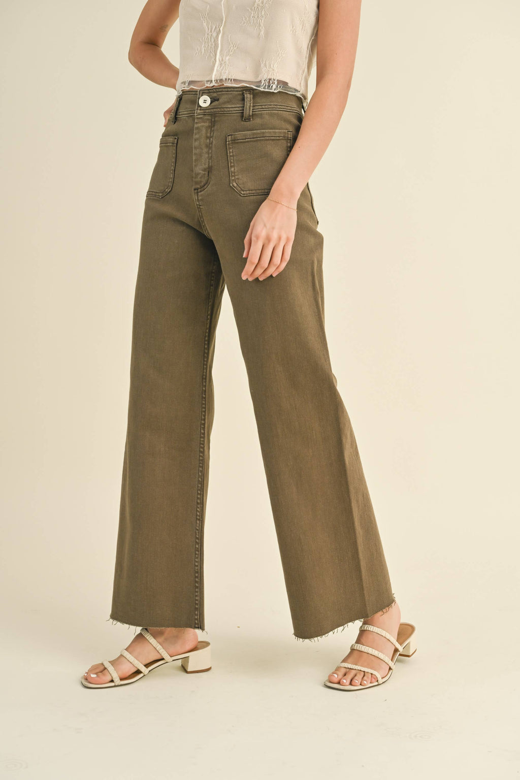 MMP1913   STRAIGHT WIDE LEG PANTS WITH FRONT POCKET
