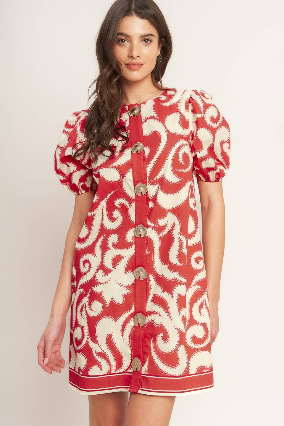 A printed woven mini dress - ID23446