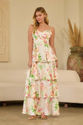 Floral Print Tiered Maxi Dress