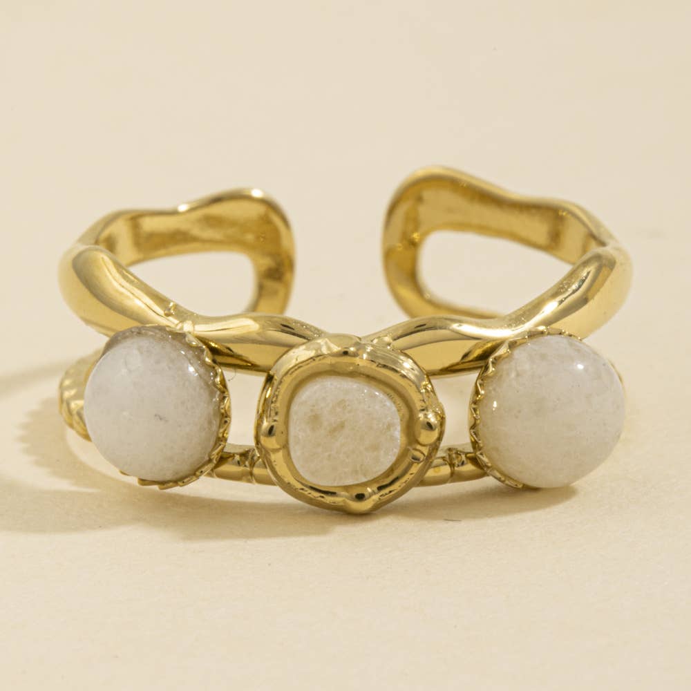 Triple Round Stone Split Band Ring