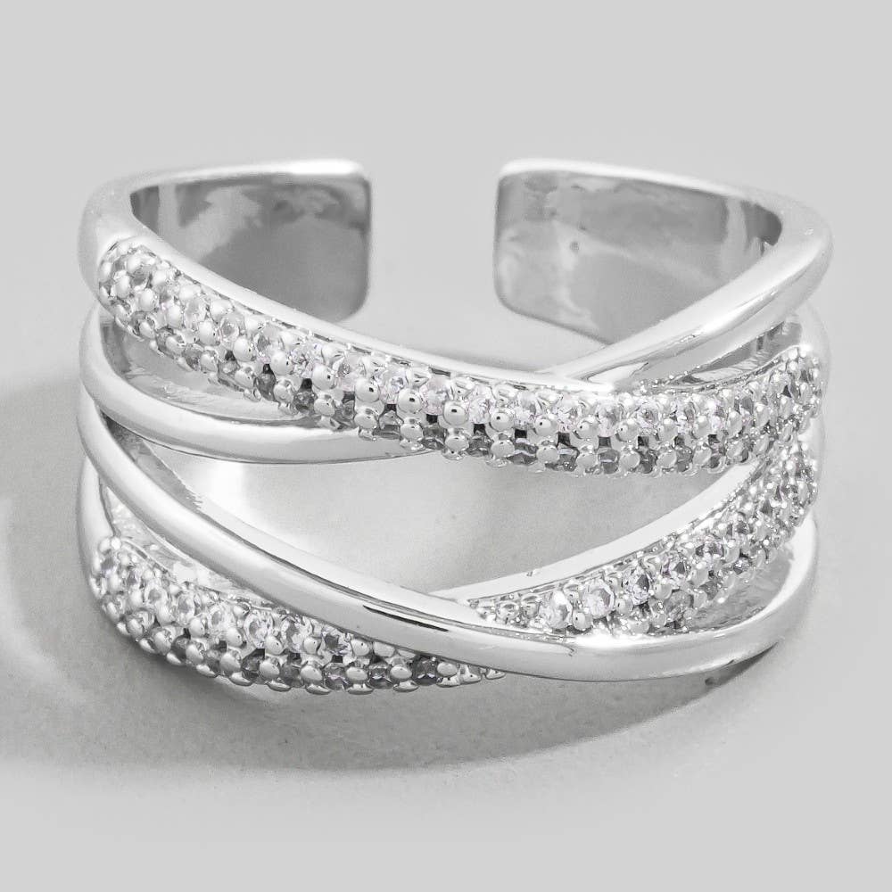 Pave Accent Multi Row Twist Adjustable Ring