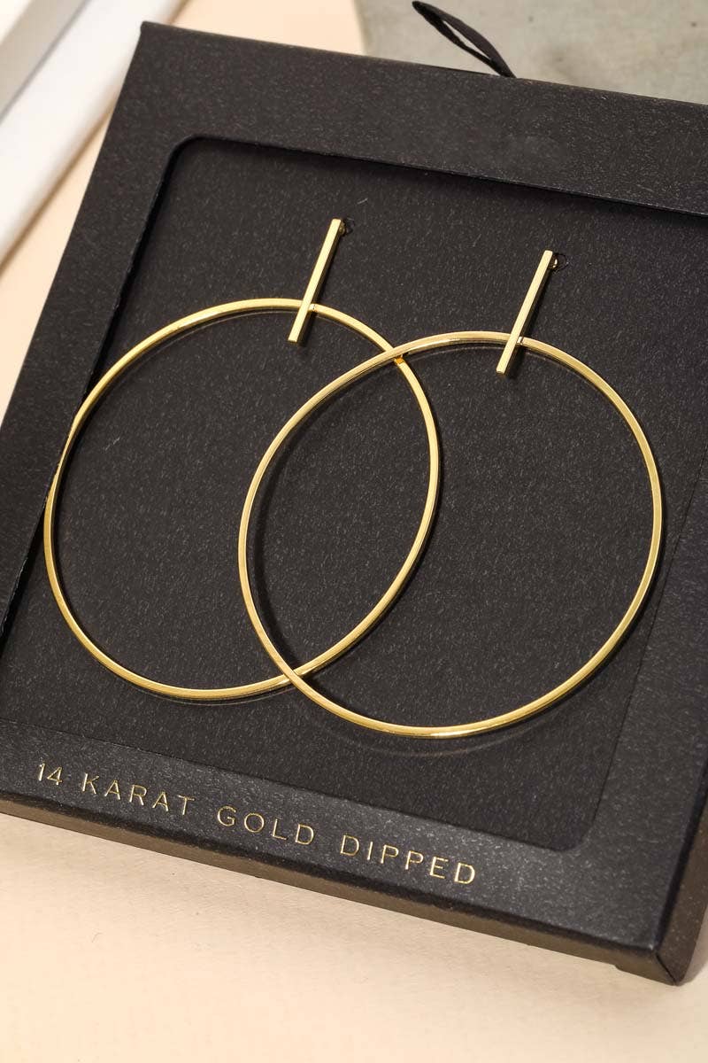 Gold Dipped Thin Hoop Drop Earring