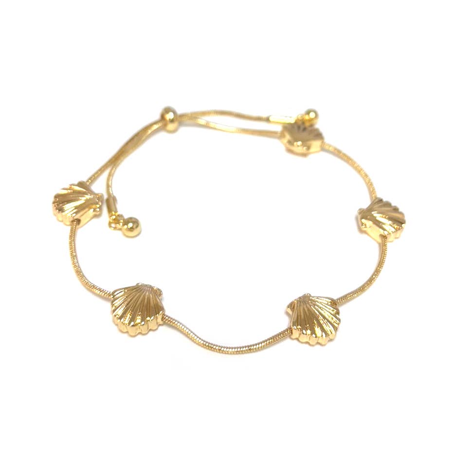 Sea Shell Charm Statement Cobra Chain Pull Tie Bracelet