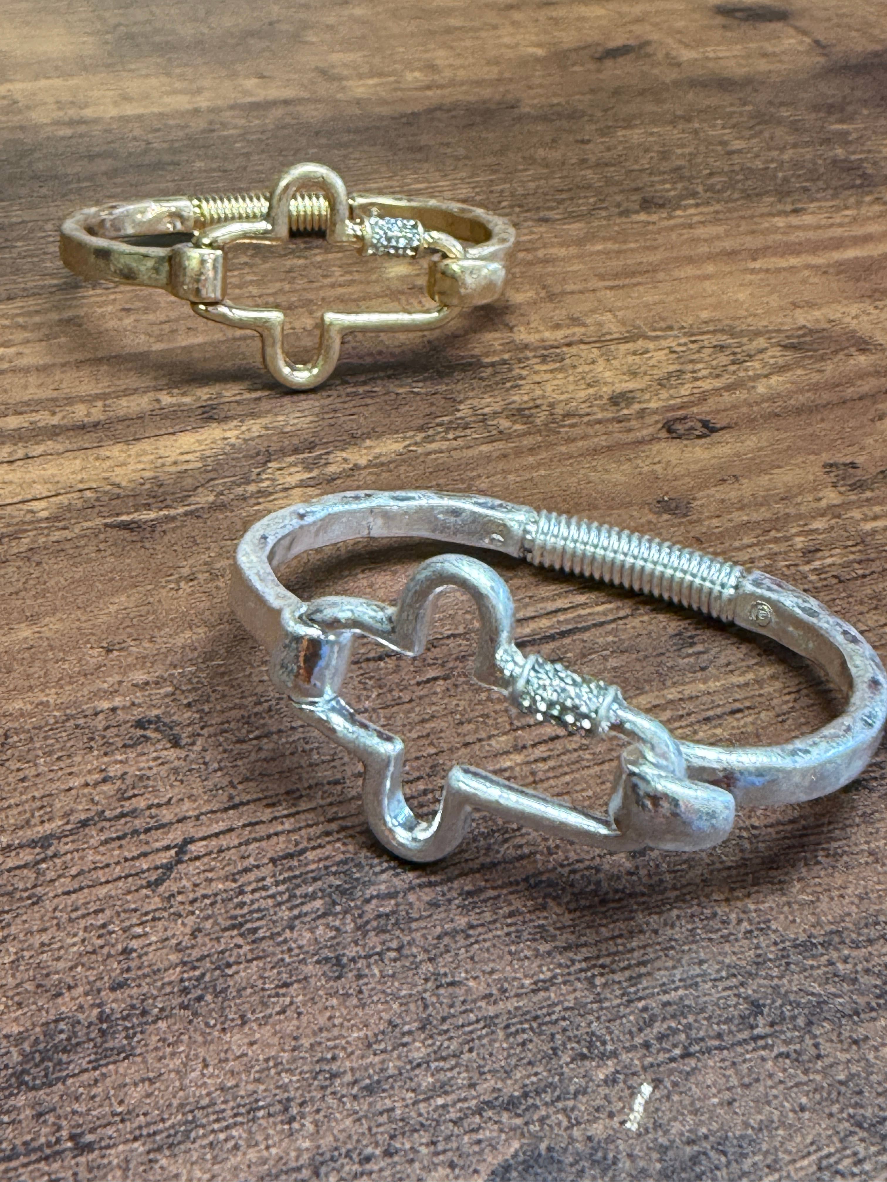 NEW! Gorgeous BLING Cross Cuff Bracelet- Silver or Gold