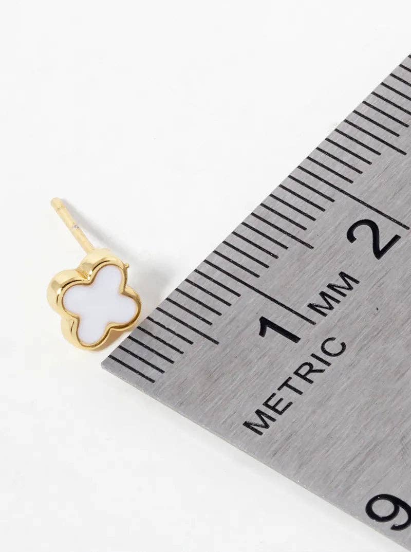 18K Gold Dipped Enamel Quatrefoil Sterling Silver Earrings