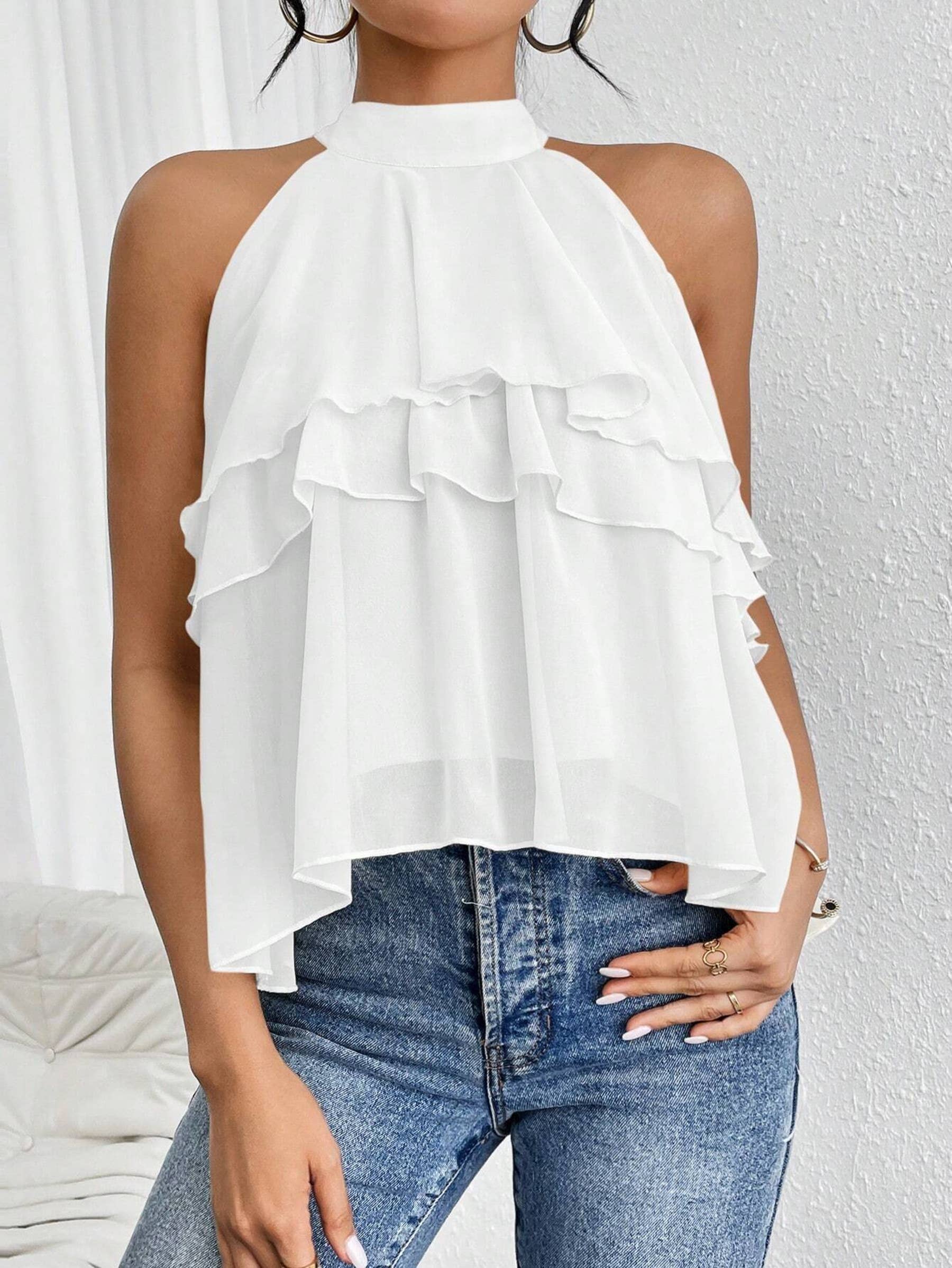 Solid Color Neck Hanging Top