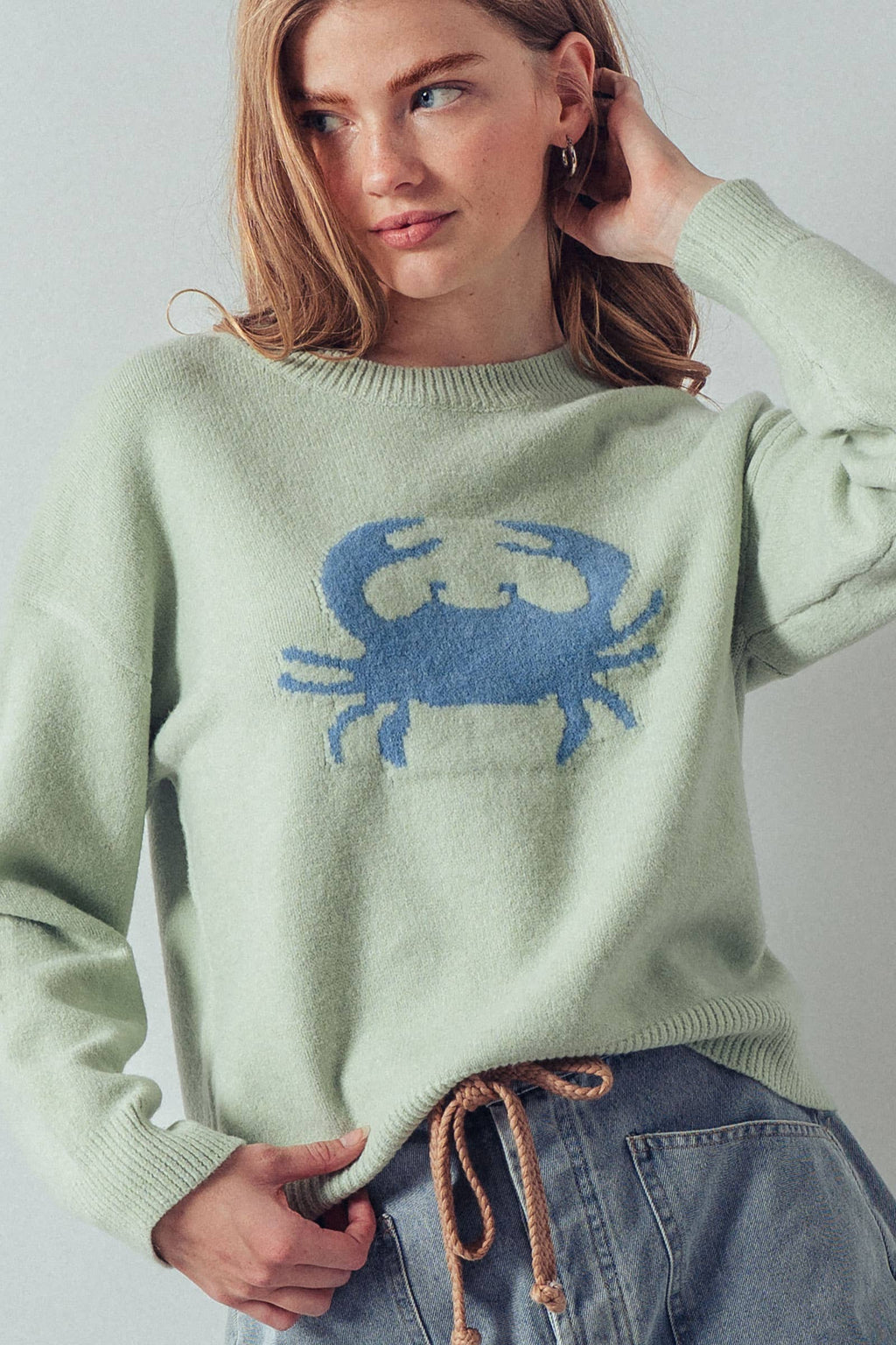 Crab Graphic Relaxed Knit Sweater