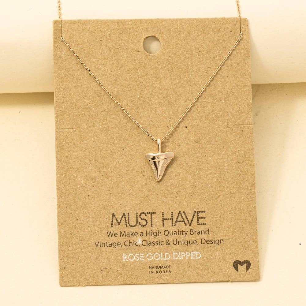Gold Dipped Shark Tooth Pendant Necklace